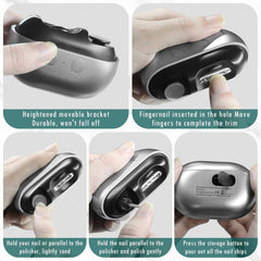 2-in-1 Electric Nail Clipper & File – USB Rechargeable Manicure & Pedicure Kit with LED Light, 2 Speeds, Portable Grooming Tool for Professional Nail Care