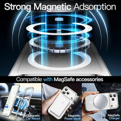 Magnetic Clear Case for iPhone 17 Pro 6.3" (2025) | MagSafe Compatible Shockproof Transparent Bumper Cover with Anti-Scratch Hard Back