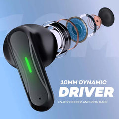 TWS Wireless Earbuds with ENC Noise Cancellation - Bluetooth 5.1, HD Sound, Long Battery Life, Touch Control, Type-C Charging & Compact Short Handle Design