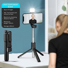 Selfie Stick, Bluetooth Extendable Selfie Stick Tripod with LED Light and Portable Tripod Stand Compatible for All iPhone and Android Smartphones