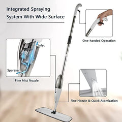 Microfiber Spray Mop with 360° Spin Head – Wet & Dry Floor Cleaner, 360ML Refillable Tank & Washable Pads for Home, Kitchen, Tile & Hardwood Cleaning