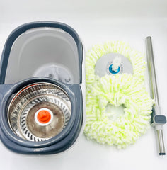 Clean Smart Spin Mop Twin Split Bucket | 360 Wet & Dry Spin Floor Mop with Disinfectant Bottle & 2 Mop Pads | Hygienic Space-Saving Cleaning Tool