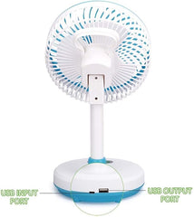USB Rechargeable Table Fan with LED Lighting Lamp | Portable Dual-Function Fan for Home, Office, and Travel | Convenient Cooling and Illumination