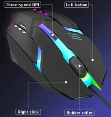 Wired Gaming Mouse with RGB Lights | Adjustable DPI, Ergonomic Design, Braided Cable & 4 Programmable Buttons for PC & Laptop Gaming