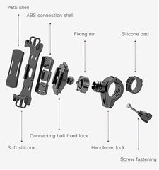 C66 Bike & Motorcycle Mobile Phone Holder Mount | 360° Adjustable Rotation | Universal Handlebar Clamp for iPhone, Samsung, Huawei & All Smartphones