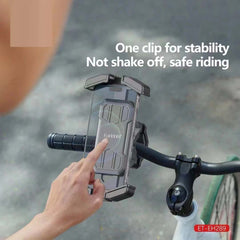 Universal Bike Mobile Stand (ET-EH289) | Adjustable Smartphone Holder for Bicycles & Motorcycles, One-Hand Operation, 360° Multi-Angle Adjustment, Secure Stable Clip