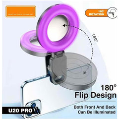 U20 PRO Ring Selfie Light – RGB Clip-On LED Fill Lamp with Adjustable Tripod, Portable Mini Lighting for Phone & Camera, Perfect for Vlogging, TikTok & Photography