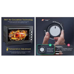 OE-1419 55L Electric Countertop Oven – Rotisserie & Convection Function, Auto Shut-Off, Stainless Steel Heating for Baking, Toasting, Broiling, Family-Sized Cooking