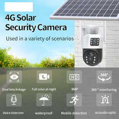 4G LTE Solar Battery Outdoor Camera with 4MP HD Video | Full-Color Night Vision, Sound & Light Alarm, IP66 Waterproof, and Cloud/TF Storage