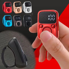 Digital LED Finger Tally Counter | Rechargeable Luminous Electronic Clicker for Prayer, Stitch Counting, and Tasks | Bright Display, Adjustable Strap, Red Finish