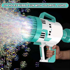 108 Holes Bubble Machine Gun – High-Power Electric Bubble Blower with LED Lights, Rechargeable Design for Kids & Adults, Perfect for Outdoor Summer Fun and Parties