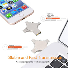 256GB 4-in-1 USB 3.0 Flash Drive | Compatible with iPhone, Android, iPad, Mac, PC, Galaxy S | High-Speed USB A, USB C, Micro USB & iPhone Connector