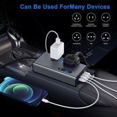 200W Universal Socket Power Inverter - 12V/24V DC to AC Converter with Dual USB Charging Ports for Phones, Tablets & Laptops, Multi-Purpose Car Power Adapter