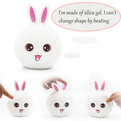 Rabbit Silicone Touch Sensor Night Light | Color Changing Breathing LED Lamp | Dimmable Mood Light for Bedroom, Nursery, and Desk
