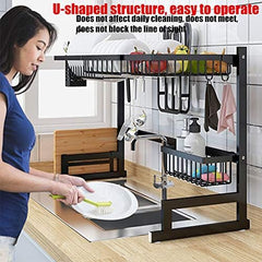 Over Sink Kitchen Shelf Storage Holders | 65/85cm Stainless Steel Organizer for Dish Drying & Kitchen Essentials | Space-Saving Drying Rack