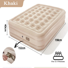 Air Mattress Queen with Built-in Pump | Inflatable Camping & Guest Mattress, Soft Flocked Top, Durable Foldable Design, 80"x60"x18" for Quick 1-3 Min Inflation