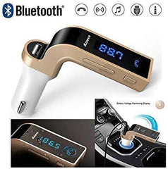 Car G7 LCD Bluetooth FM Transmitter | Car Charger & MP3 Player with USB & TF Slot | Hands-Free Calling | Compatible with Android & iOS (Golden)