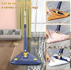Rotatable Adjustable Triangle Cleaning Mop | Stainless Steel Long Handle for Easy Cleaning, 360° Swivel Head for Corners & Under Furniture