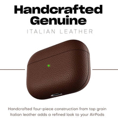 Leather Case for AirPods Pro - Handcrafted Genuine Italian Leather with Pebble Grain Finish, Fully-Wrapped Design, Natural Brown, Premium Protection with Timeless Elegance