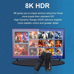 X8 Android TV Box 8K HDR | Game Console Double System, 10,000+ Classic Games, Dual Controller Support, Android TV Stick with Chromecast, Google Assistant, 5G WiFi Compatible