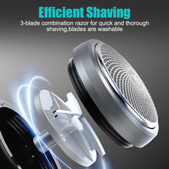 Fast Charging Digital Display Mini Shaver with Mirror | Portable USB-C Rechargeable Electric Shaver, Compact Travel Shaver for Men with High-Performance Blades