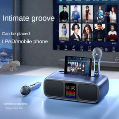 S39 Karaoke Speaker | Dual Horns with Wireless Dual Microphones | All-in-One Bluetooth Karaoke System for Mobile & TV Entertainment (Golden)