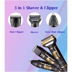 3-in-1 Professional Hair Clippers for Men – Electric Hair Clipper, Nose Trimmer & Eyebrow Grooming Kit with Durable Stainless Steel Blades & Rechargeable Design