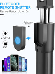3-in-1 Bluetooth Selfie Stick Tripod with Remote Control | Telescopic Aluminum Alloy Monopod, Portable & Lightweight for iPhone & Android Smartphones