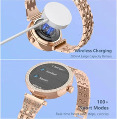 GT10 Diamond Smartwatch | 1.2" AMOLED Display | Heart Rate, Sleep, and Menstrual Tracking | Compatible with Android & iOS | Elegant Smartwatch for Women
