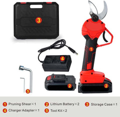 Cordless Electric Pruning Shears | Garden Tree Branch Pruner with 30mm Cutting Diameter, 2 Rechargeable 2Ah Lithium Batteries, 6-8 Working Hours