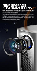 HY6 4K Smart DLP Android 9 Mini Video Projector | 200 Lumens, Wireless Screen, Portable with Built-In Speaker and Manual Lens | 3m Projection