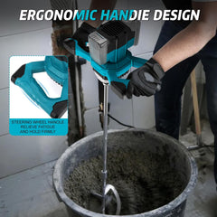 Cordless Paint & Mortar Mixer – 6-Speed Handheld Mixing Tool with Dual Rods, 680RPM Motor for Concrete, Thinset, Cement, Mortar, Epoxy & Paint (Portable)