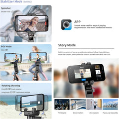Q18 Mobile Phone Selfie Stick – Anti-Shake Gimbal Stabilizer with Built-In Fill Light, Rechargeable Battery, and Universal Smartphone Compatibility