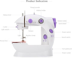 Sewing Machine for Beginners | Portable Mini Electric Sewing Machine with Extension Table, Dual Speed, & Foot Pedal | Perfect for Kids & Household Use