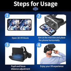 3D VR Glasses for Mobile Phones – Anti-Blue Light Virtual Reality Headset for Immersive Gaming & Entertainment | Compatible with iPhone & Android