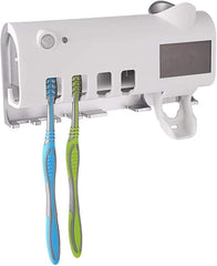 3-in-1 Intelligent Photosensitive Toothpaste Dispenser | Wall-Mounted USB Solar Rechargeable Toothbrush Holder (White)