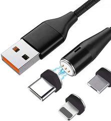 3-in-1 Magnetic Charging Cable | 3A Fast Charge | Micro USB, Type C & iProduct Compatible