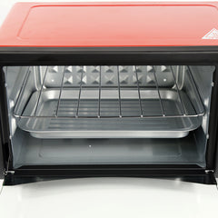 Multi-Function Electric Oven | 12L Mini Air Fryer Chicken Oven | Portable Tabletop Baking Oven with Bakeware & Rack | Stylish Red Compact Cake Oven