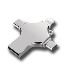 128GB 4-in-1 USB 3.0 Flash Drive | Fast USB A, USB C, Micro USB & iPhone Connector | Compatible with iPhone, Android, iPad, Mac, PC, Galaxy S, Windows