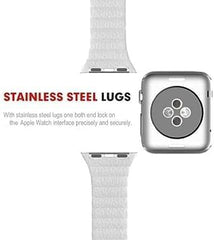 44mm/42mm Leather Strap Watch Band | Adjustable Magnetic Closure | Elegant White