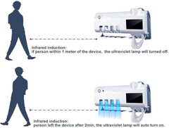 3-in-1 Intelligent Photosensitive Toothpaste Dispenser | Wall-Mounted USB Solar Rechargeable Toothbrush Holder (White)
