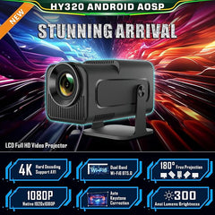 Android 11 HY320 Projector | 390 ANSI Lumens | 4K Native 1080p Dual WiFi6 & BT5.0 | Portable Outdoor Cinema | HY300 Upgrade