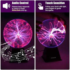 Plasma Ball | 6-Inch Touch & Sound Activated Interactive Globe Lamp