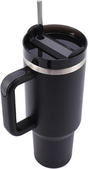 Stainless Steel Vacuum Mug with Screw Lid & Straw – Sweat-Proof, Leak-Proof Travel Flask